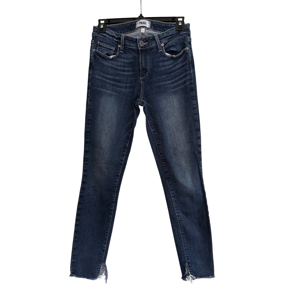 PAIGE Verdugo Ankle Skinny‎ Jeans Dark Wash Omdogp Raw Step Hem Size 27
